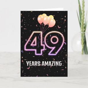 Carte 49e anniversaire Ballons et Confetti