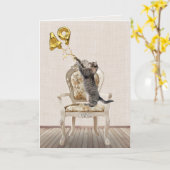 Carte 49e anniversaire Ballons et Tabby Cat (Fleur jaune)