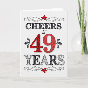 Carte 49e anniversaire Cheers en Motif noir blanc rouge