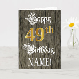 Carte 49e anniversaire : Faux Gold Look + Faux Wood Moti
