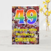 Carte 49e anniversaire; feuilles d'automne rustiques; ar (Fleur jaune)