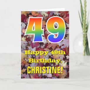 Carte 49e anniversaire; feuilles d'automne rustiques; ar