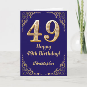 Carte 49e anniversaire Marine Parties scintillant bleu e