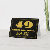 Carte 49e anniversaire : Nom + Art Déco Inspiré Look "49 (Devant)