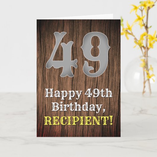 Carte 49e anniversaire : Pays inspiré par l'Ouest Look, (Fleur jaune)