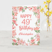 Carte 49e anniversaire Peach Peonies rose Aquarelle Flor (Fleur jaune)