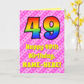 Carte 49e anniversaire : Pink Stripes & Hearts, Arc en c (Fleur jaune)