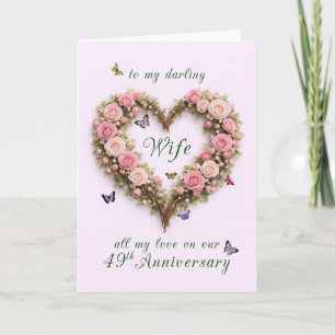 Carte 49e anniversaire pour épouse avec cœur de roses