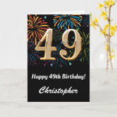 Carte 49e anniversaire Rainbow Fireworks noir et or (Fleur jaune)