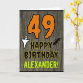 Carte 49e Anniversaire : Thème effrayant d'Halloween, no (Fleur jaune)