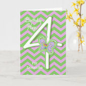 Carte 4 Anniversaire Papillon Hugs Custom (Fleur jaune)