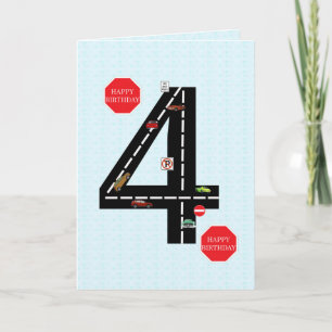 Carte 4 ans, 4 ans, voitures jouets et route