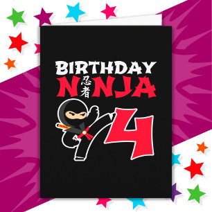 Carte 4 Ans Karate Ninja Party Enfants 4e anniversaire