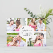 Carte 4 Custom Photos Minimalist Modern Collage Wedding (Debout devant)