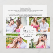 Carte 4 Custom Photos Minimalist Modern Collage Wedding (Devant / Derrière)