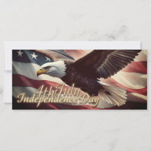Carte 4 juillet aigle avec drapeau américain