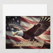 Carte 4 juillet aigle avec drapeau américain (Devant / Derrière)