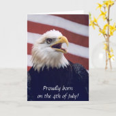 Carte 4 juillet aigle et drapeau (Fleur jaune)