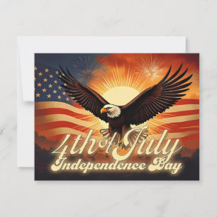 Carte 4 juillet - Aigle majestueux et feux d'artifice 🦅