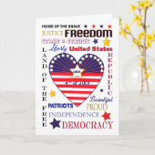 Carte 4 juillet American Holiday Typography Coeur Drapea (Fleur jaune)