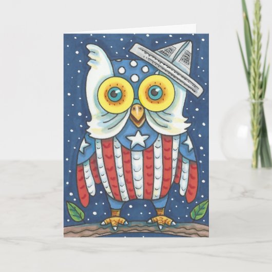Carte 4 juillet AMERICAN OWL GREETING CARD VERSE (Devant)