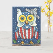 Carte 4 juillet AMERICAN OWL GREETING CARD VERSE (Fleur jaune)