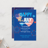 Carte 4 juillet American USA Firework Patriotique Person (Devant/Arrière en situation)