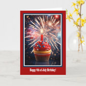 Carte 4 juillet Anniversaire avec bougie Cupcake (Fleur jaune)