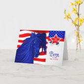 Carte 4 juillet Anniversaire Patriotique Cheval Thème (Fleur jaune)