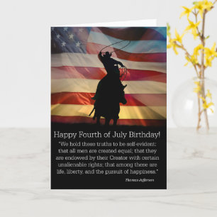 Carte 4 juillet Anniversaire Pays Western Cowboy