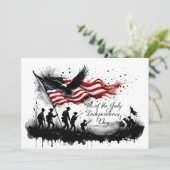 Carte 4 juillet art patriotique avec drapeau et soldats (Debout devant)