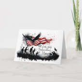 Carte 4 juillet art patriotique avec drapeau et soldats (Devant)