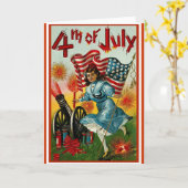 Carte 4 juillet - art vintage (Fleur jaune)