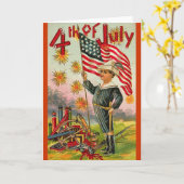Carte 4 JUILLET ! Art vintage (Fleur jaune)