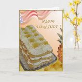 Carte 4 juillet avec gâteau à l'ananas et réceptio (Fleur jaune)