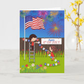 Carte 4 juillet avec Jardin Couple (Fleur jaune)