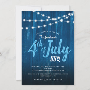Carte 4 juillet BBQ Lumières Rustiques Bois Bleu
