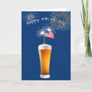 Carte 4 juillet Bière Avec Sparklers