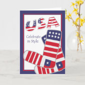 Carte 4 juillet Card, USA Patriotic Socks (Fleur jaune)
