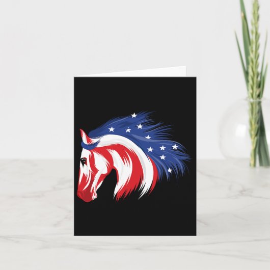 Carte 4 juillet Cheval patriotique Drapeau américain Hor (Devant)
