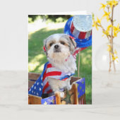 Carte 4 juillet chien (Fleur jaune)