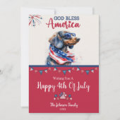 Carte 4 juillet Chien-Dachshund Patriotique (Devant)
