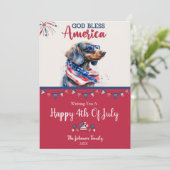 Carte 4 juillet Chien-Dachshund Patriotique (Debout devant)