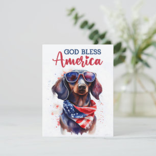 Carte 4 juillet Chien-Dachshund Patriotique