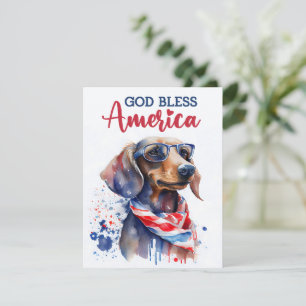 Carte 4 juillet Chien-Dachshund Patriotique