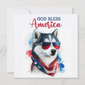 Carte 4 juillet Chien-Husky Patriotique (Devant)