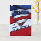 Carte 4 juillet Coeur patriotique drapeau américain (Fleur jaune)