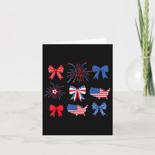 Carte 4 juillet Coquette Bow Fireworks Rouge Blanc Et B