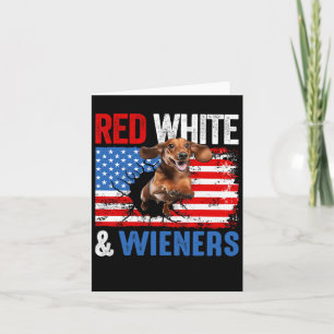 Carte 4 juillet Dachshund Chien Chemise Rouge Blanc Et W