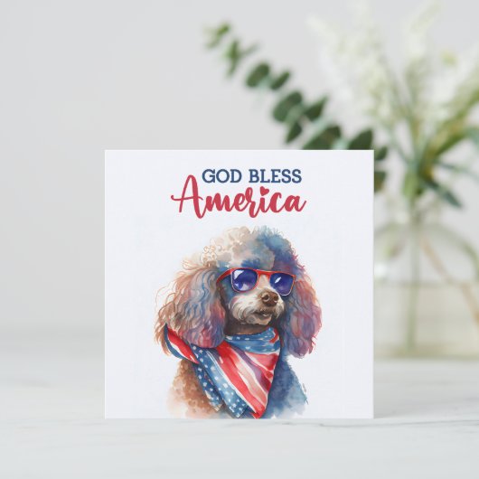 Carte 4 juillet de caniche patriotique (Debout devant)